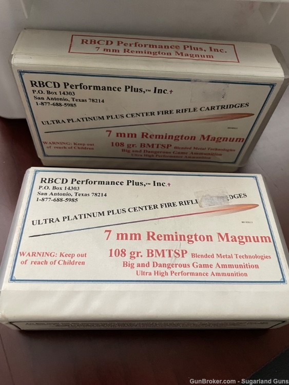 RBCD 7 MM Remington MAgnum 108 Gr BMTSP Ammunition 40 Rounds -img-1
