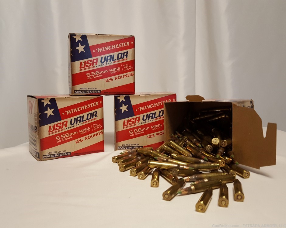 SALE Winchester USA Valor 5.56mm, 62gr, M855 Green Tip 500 rounds-img-0