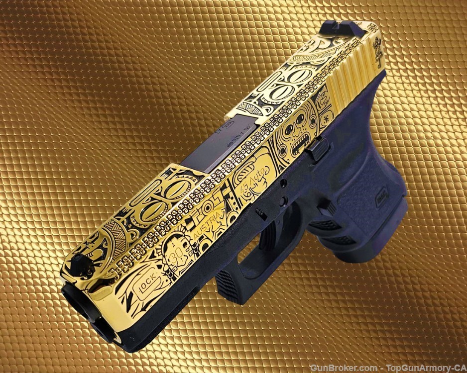 GLOCK EXCLUSIVE: GLOCK 30 - 45ACP - 24K GOLD PLATED WITH MAYAN AZTEC DESIGN-img-2