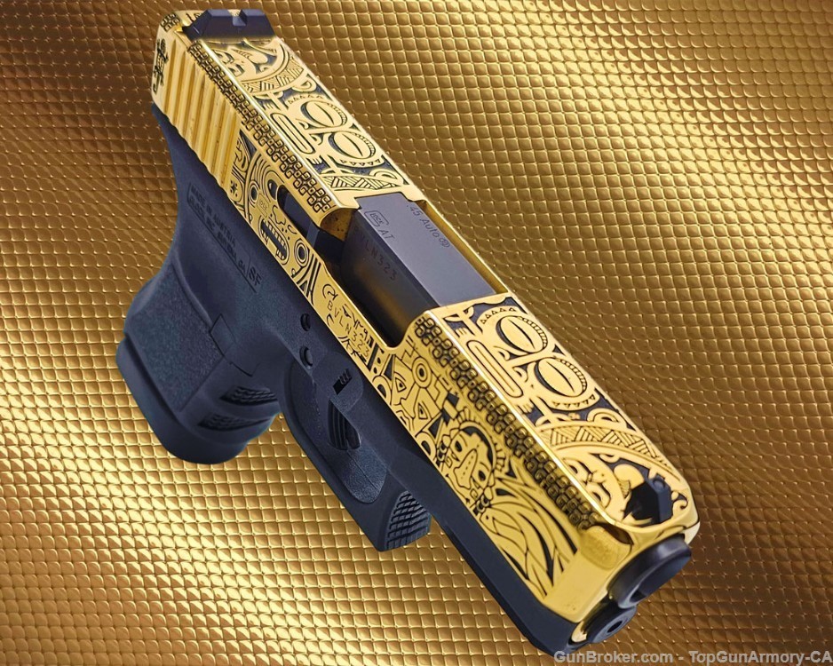 GLOCK EXCLUSIVE: GLOCK 30 - 45ACP - 24K GOLD PLATED WITH MAYAN AZTEC DESIGN-img-0