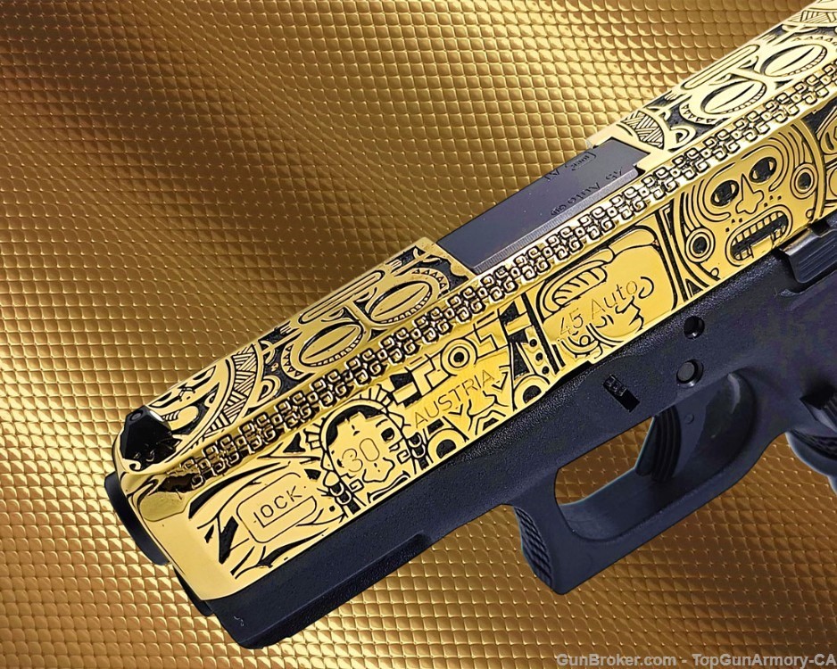 GLOCK EXCLUSIVE: GLOCK 30 - 45ACP - 24K GOLD PLATED WITH MAYAN AZTEC DESIGN-img-3