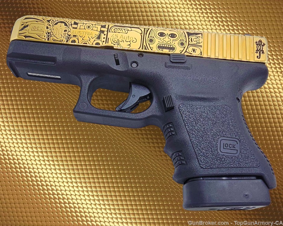 GLOCK EXCLUSIVE: GLOCK 30 - 45ACP - 24K GOLD PLATED WITH MAYAN AZTEC DESIGN-img-4