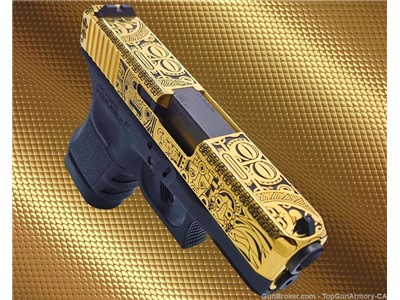 GLOCK EXCLUSIVE: GLOCK 30 - 45ACP - 24K GOLD PLATED WITH MAYAN AZTEC DESIGN