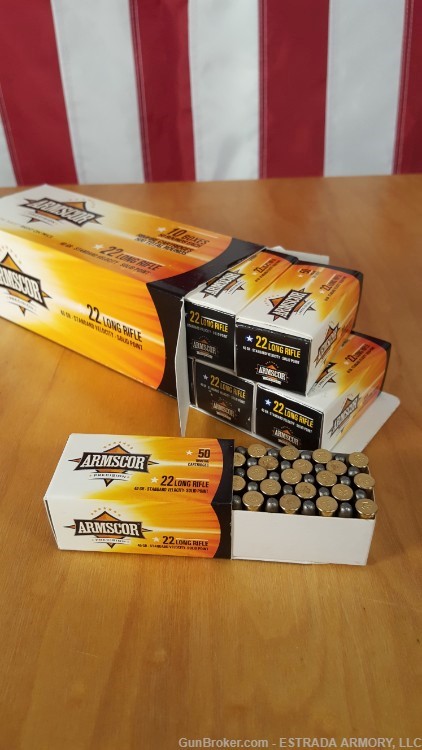 Armscor .22LR, 40gr, solid point, standard velocity, 500 rounds-img-0