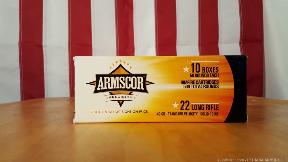 Armscor .22LR, 40gr, solid point, standard velocity, 500 rounds-img-1