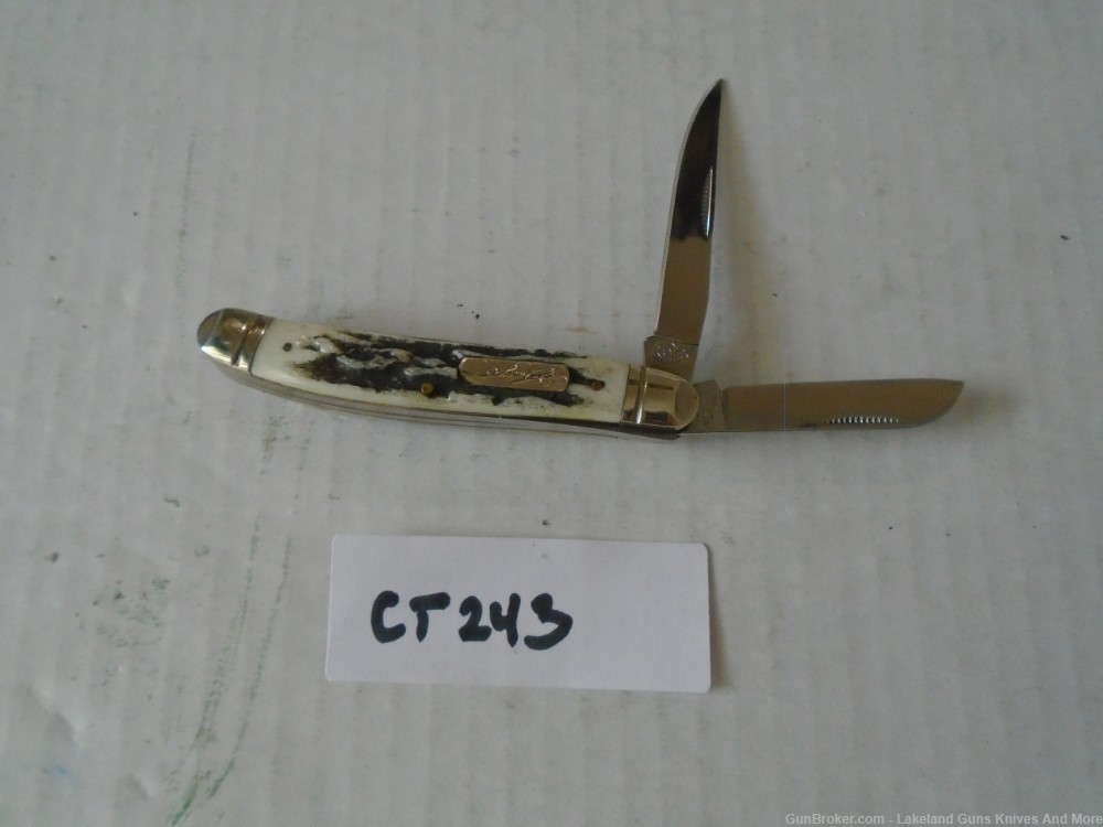 NEW CT243 SAM COLT SIGNATURE SERIES BLACK STAG STOCKMAN KNIFE!-img-4