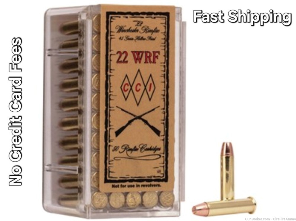 WRF CCI/ 22 Cal. WRF HP Winchester Rim Fire Cartridges. 50 Rounds No cc fee-img-0