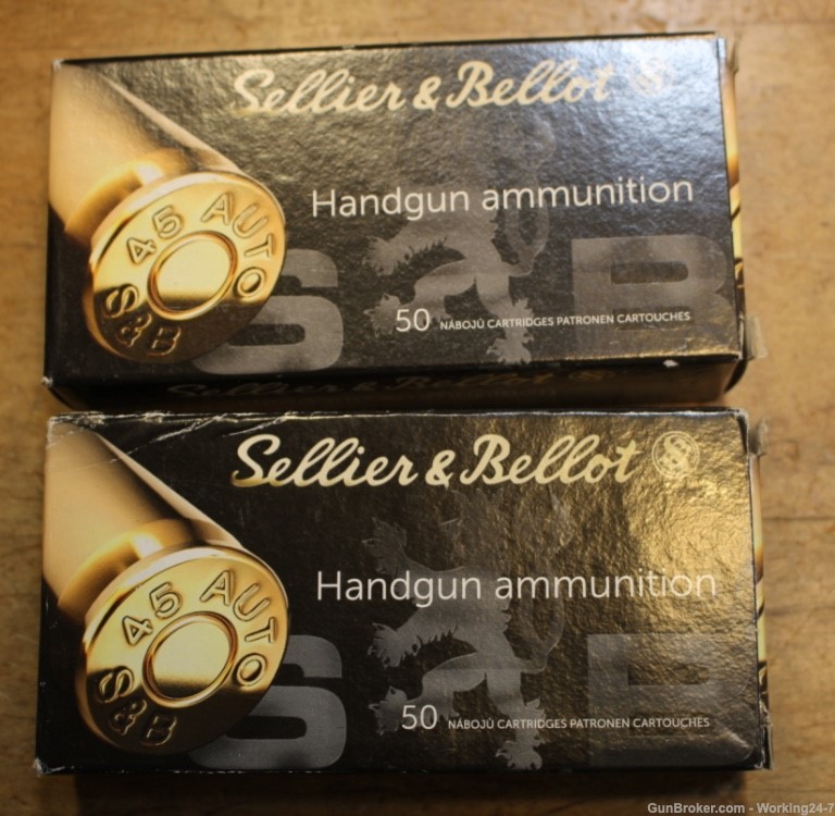 Sellier & Bellot 45 ACP AUTO Ammo 230 Grain Full Metal Jacket Two (2) Boxes-img-4