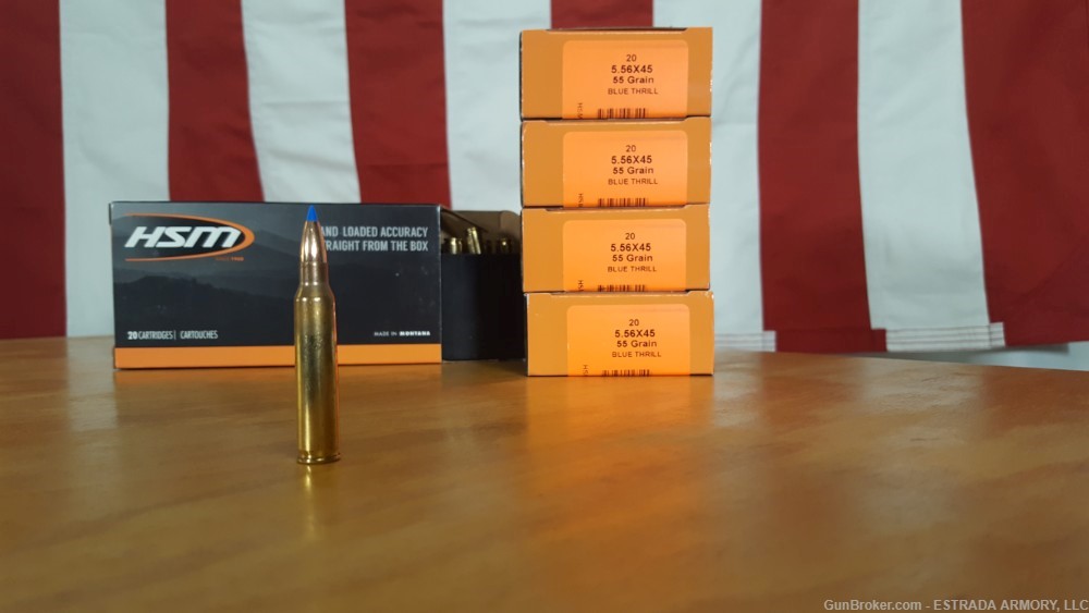 HSM 5.56mm BLUE THRILL 55gr, 100 rounds-img-0