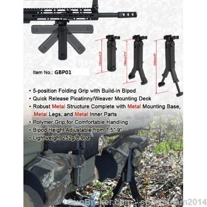 Folding 5 Position Grip Bipod Foregrip w/QD mount-img-2