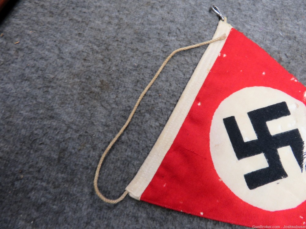 WWII GERMAN NSDAP / NATIONAL PENNANT FLAG-ORIGINAL-W/ HOIST ROPE & CLIP-img-5