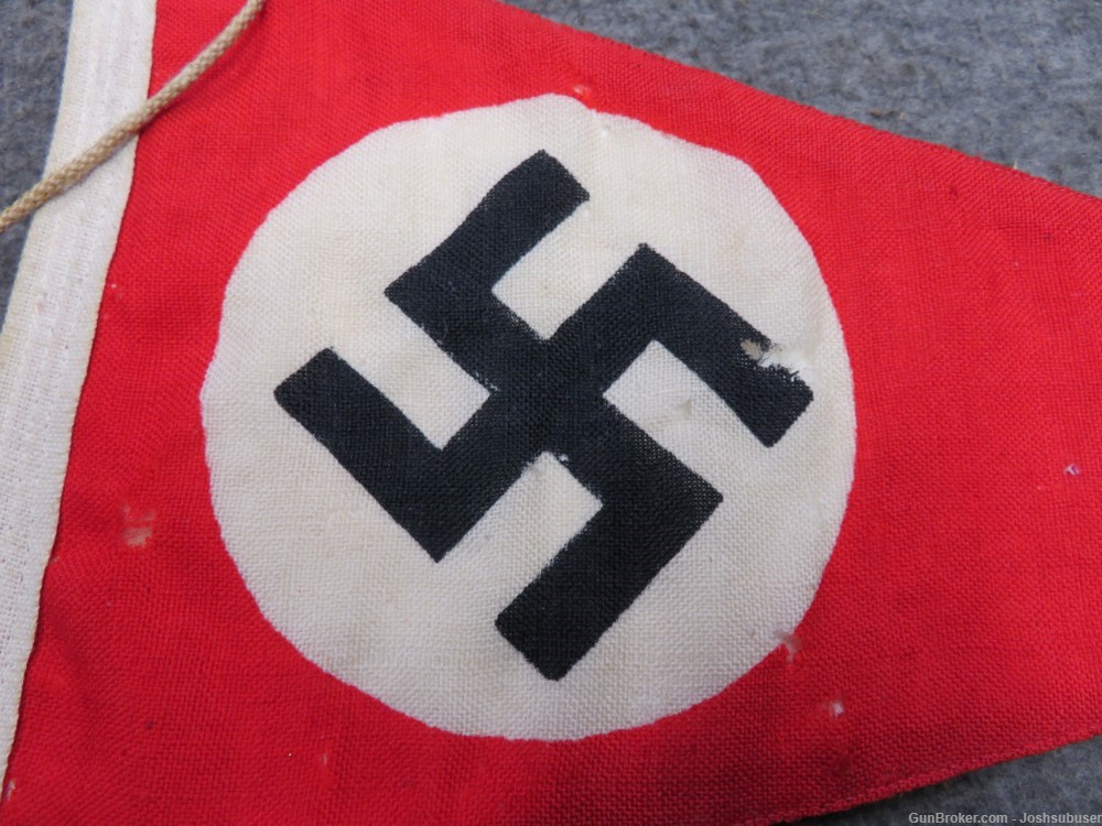 WWII GERMAN NSDAP / NATIONAL PENNANT FLAG-ORIGINAL-W/ HOIST ROPE & CLIP-img-7