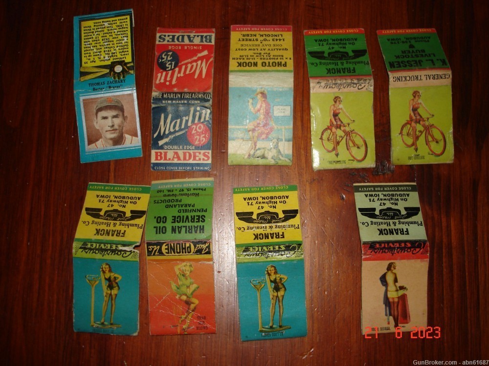 Lot of (9) 1940's to 50's pinup girls baseball matchbook covers-img-0