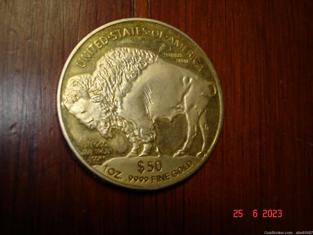 2014 $50 Gold Buffalo Indian Head coin NICER rare COPY collectible-img-1