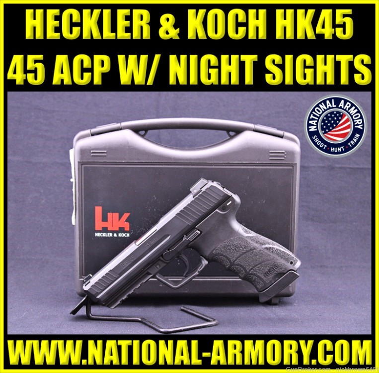 HECKLER & KOCH HK 45ACP 4.25" TRITIUM NIGHT SIGHTS FACTORY BOX 45 AUTO H&K-img-0