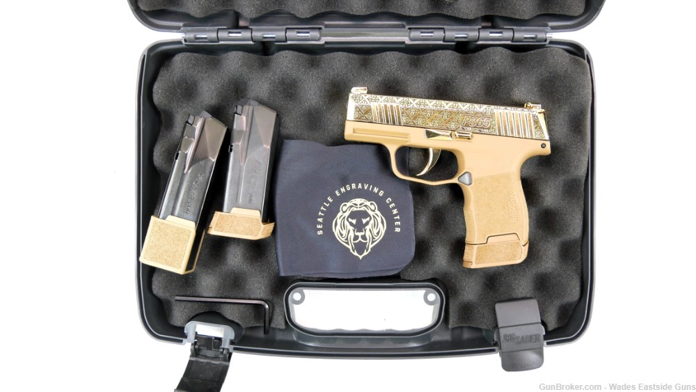 SIG SAUER P365 24K GOLD PLATED AND ENGRAVED "ARABESQUE" DESIGN-img-8