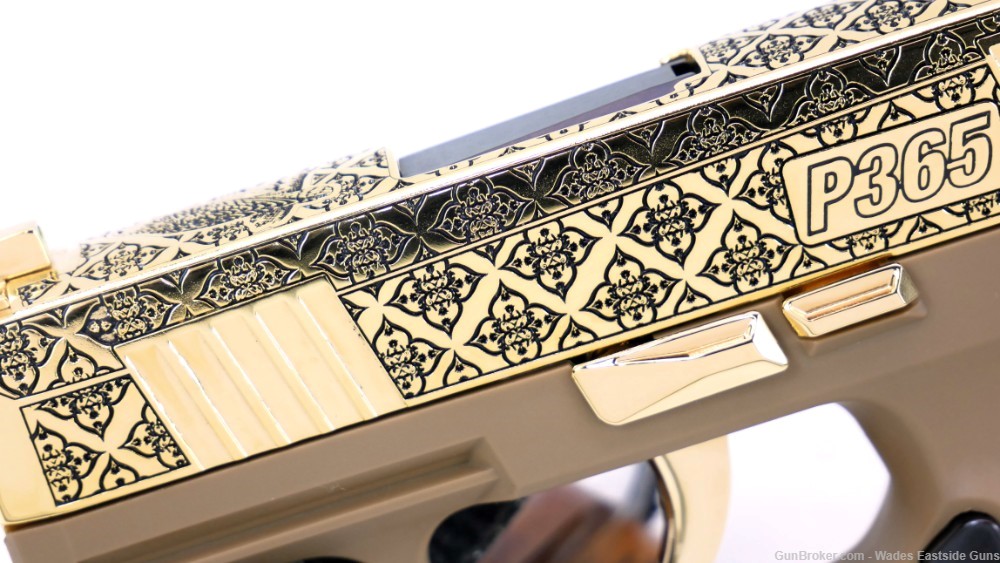 SIG SAUER P365 24K GOLD PLATED AND ENGRAVED "ARABESQUE" DESIGN-img-2
