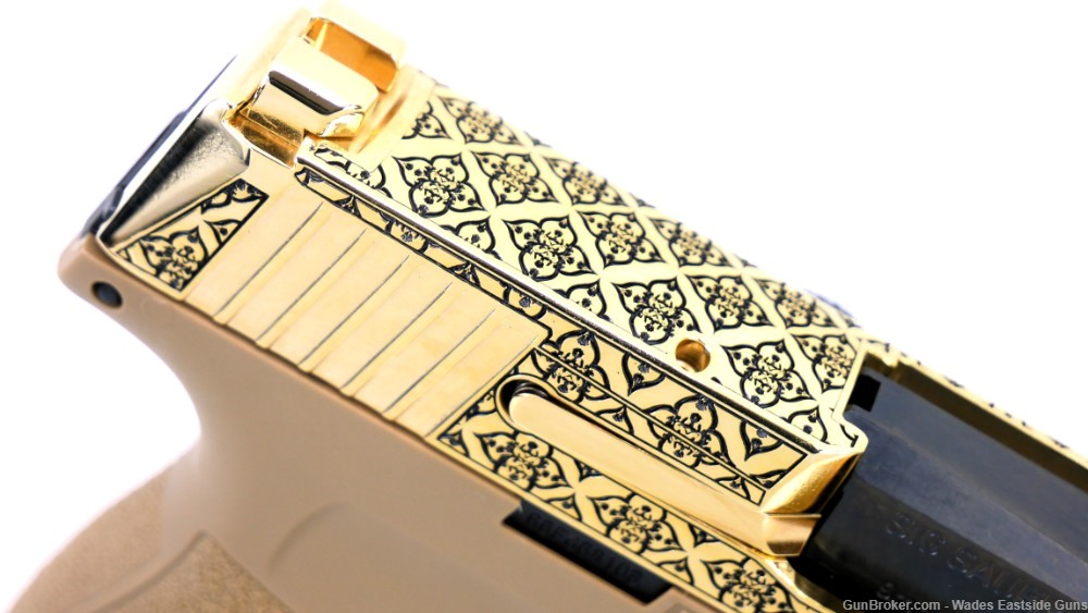 SIG SAUER P365 24K GOLD PLATED AND ENGRAVED "ARABESQUE" DESIGN-img-4