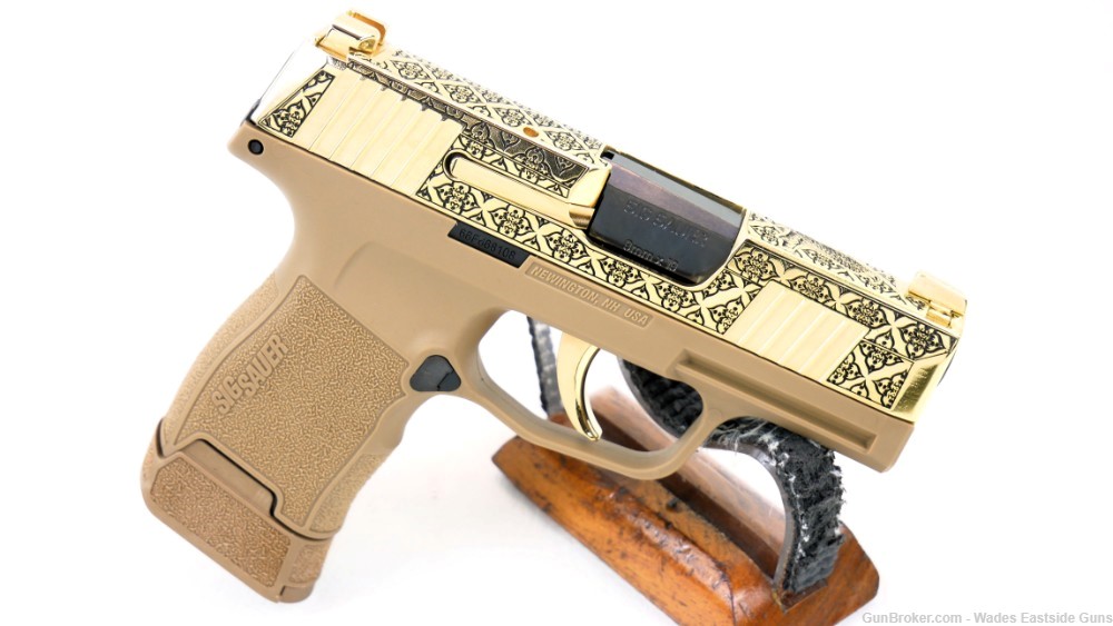 SIG SAUER P365 24K GOLD PLATED AND ENGRAVED "ARABESQUE" DESIGN-img-3