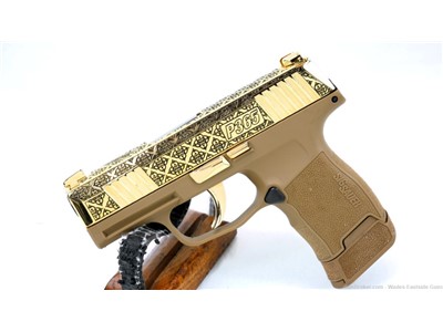 SIG SAUER P365 24K GOLD PLATED AND ENGRAVED "ARABESQUE" DESIGN