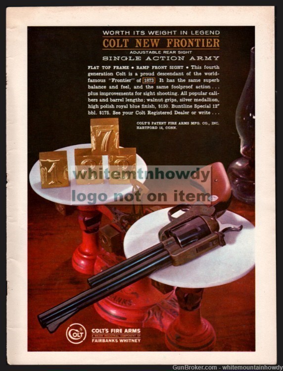 1962 COLT New Frontier Single Action  Army SAA Revolver PRINT AD-img-0