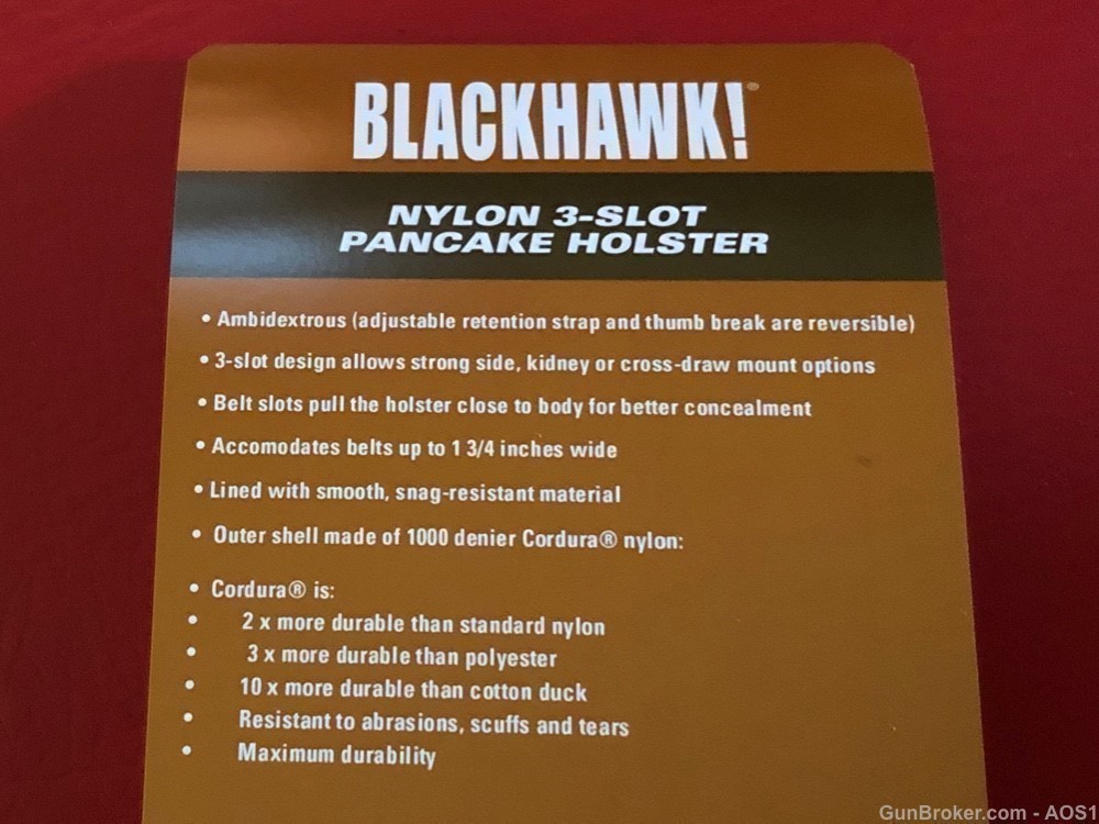 Blackhawk 3-Slot Pancake Holster Nylon Colt 1911 Browning Hi Power 40PC07BK-img-4