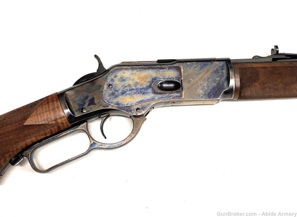 Winchester 1873 Deluxe 45 LC Incredible Tiger Stripe Fiddleback SERIAL #1-img-3
