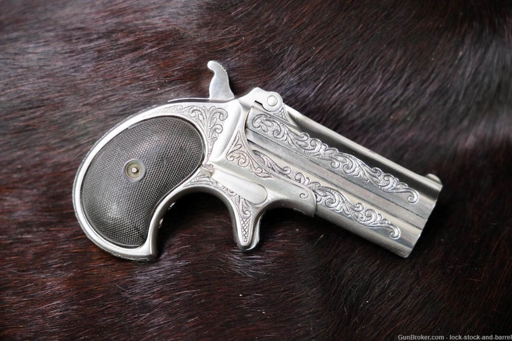 Engraved Remington Model 95 Elliots Derringer .41 RF 3" Over Under Antique-img-2