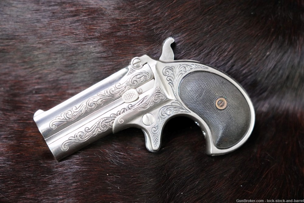 Engraved Remington Model 95 Elliots Derringer .41 RF 3" Over Under Antique-img-3