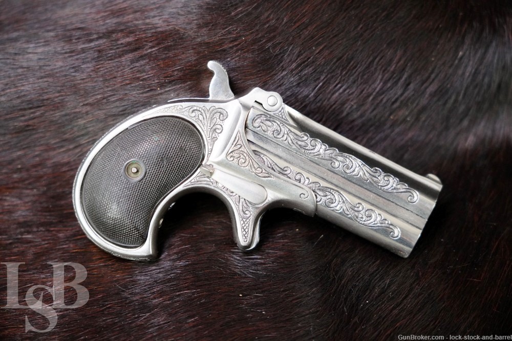 Engraved Remington Model 95 Elliots Derringer .41 RF 3" Over Under Antique-img-0