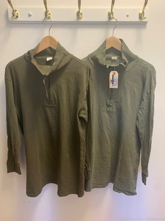 German Army / Bundeswehr Olive Cotton Shirt -Size "LARGE" 1/4 Zipper Germam-img-0