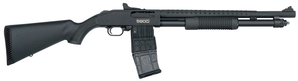 Mossberg 590M Mag-Fed Shotgun w/ Heat Shield 12GA Matte Blue 18.5-img-0