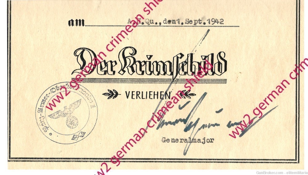 WW2 German Crimean Shield Krimschild and Award Document 1942 ORIGINALS-img-2