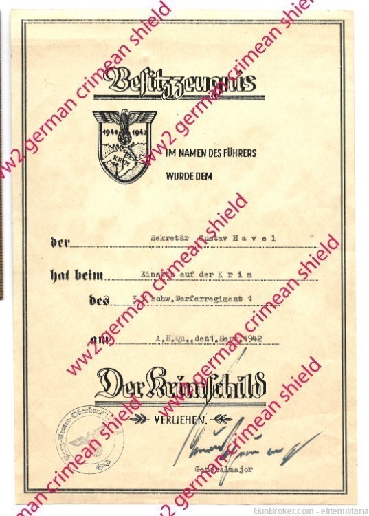 WW2 German Crimean Shield Krimschild and Award Document 1942 ORIGINALS-img-1