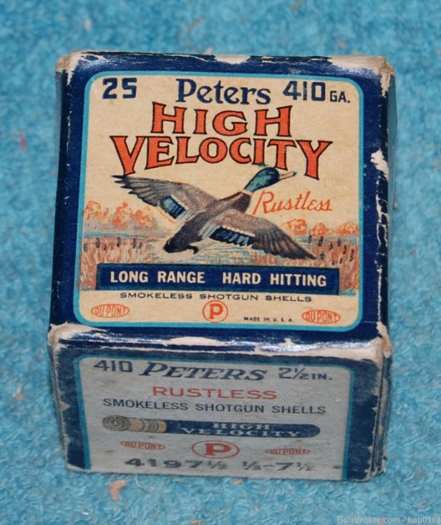 Vintage Partial Box 410 Peters High Velocity Flying Mallard 2 1/2" 22 Rnds-img-0