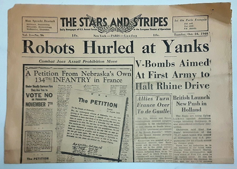 Stars & Stripes WW2 NEWS LOT: VICTORY EDITION Aug 15 '45 plus 2 1944 papers-img-4