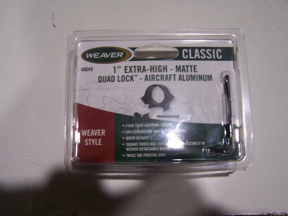 Weaver Classic  1" Xtra High Quad Lock Matte Finish Rings (New)-img-1