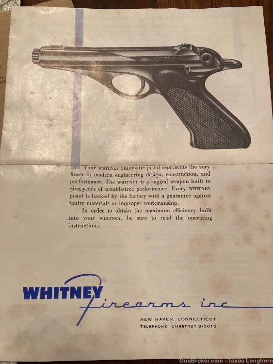 Whitney Wolverine .22 Pistol 98%+ Factory Box +Manual + Book +Warranty 1957-img-2