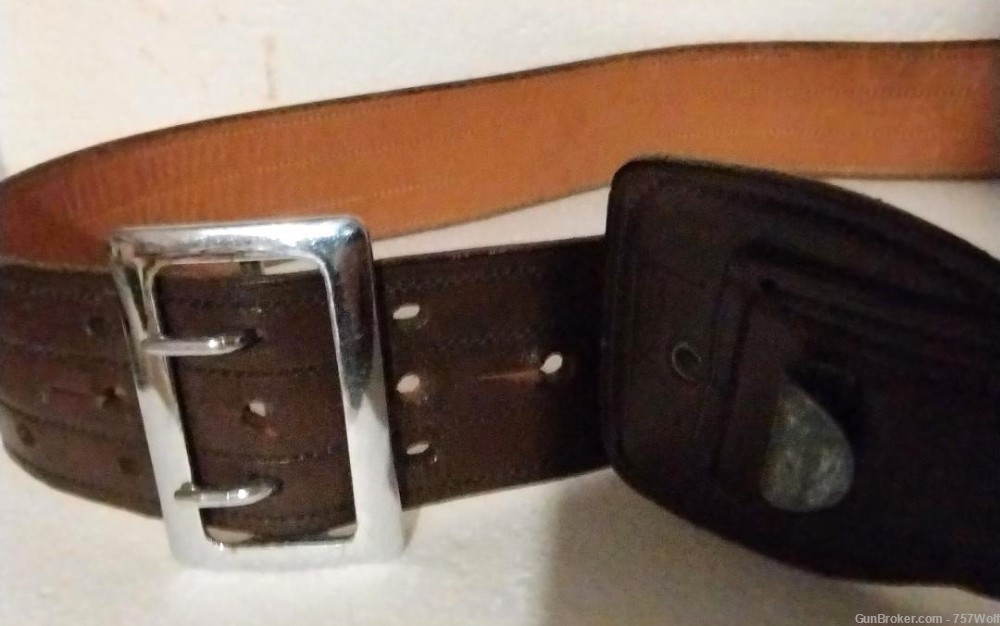Heavy Duty Thick Tooled Black Leather Police Security Guard Belt w/Add-Ons-img-1