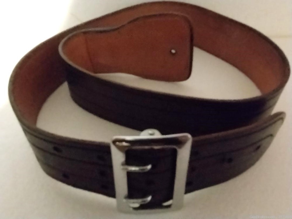 Heavy Duty Thick Tooled Black Leather Police Security Guard Belt w/Add-Ons-img-0