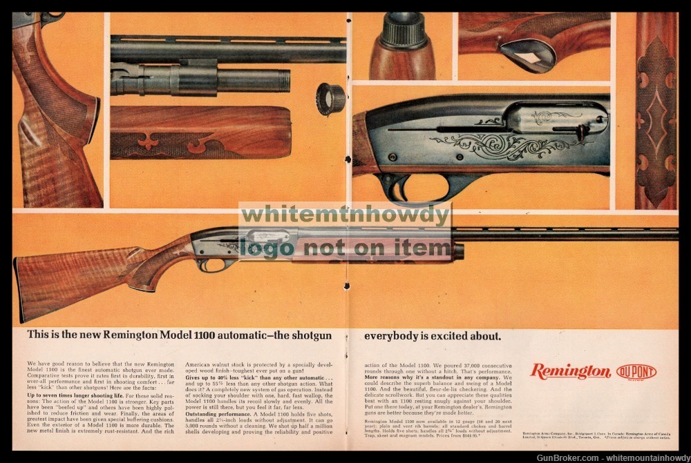 1963 REMINGTON 1100 Automatic Shotgun Centerfold AD Spread-img-0