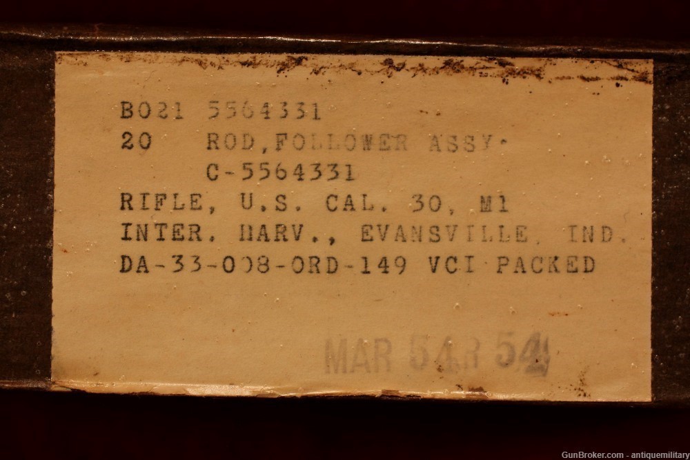 M1 Garand - Sealed Box Follower Rods - International Harvester - 1954 -img-1