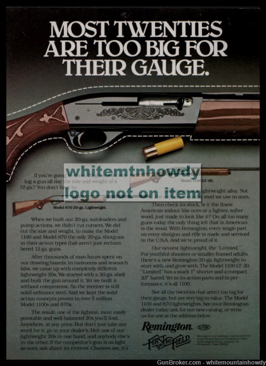 1980 REMINGTON 870 &1100 LT Lightweight Shotgun PRINT AD-img-0