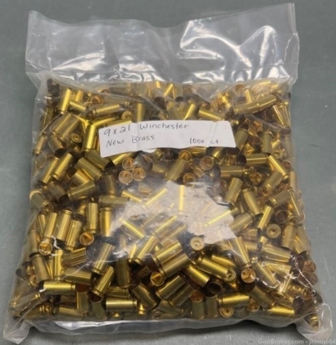 1000 pieces of new Winchester 9x21mm IMI 9mm Italian brass cases -img-0