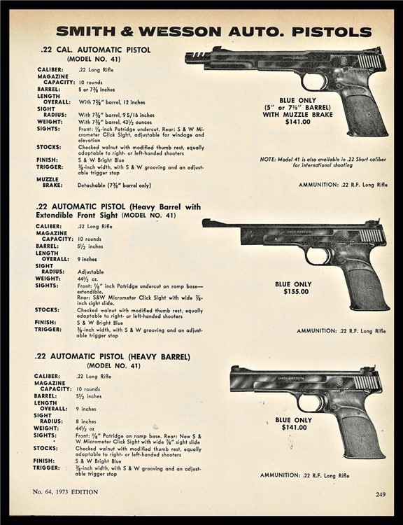 1973 SMITH & WESSON  41 w/ Muzzle Brake Extended Front Sight AD-img-0