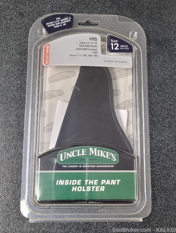 Uncle Mike's Inside Pant Holster 12 Glock 26 S&W Shield M&P-img-0