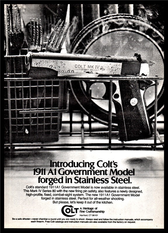 1984 COLT 1911A1 Government Model PRINT AD-img-0
