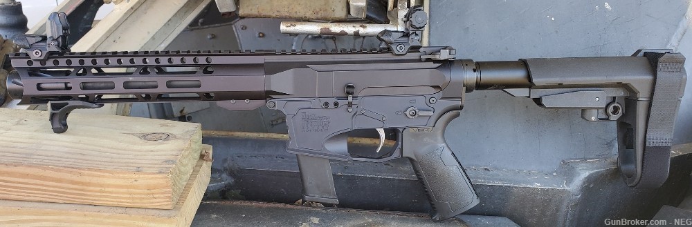 Custom 8" 40 S&W SBA3 Braced AR15 Billet Pistol Ambi M-Lok Glock Mags -img-0