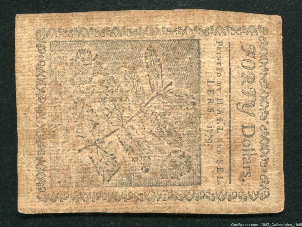 US Revolutionary War Era 1779 $40 Continental Currency Note Money -img-1