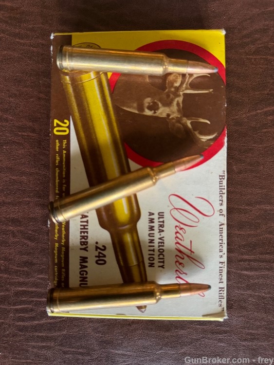  240 Weatherby 86 Gr. 20 Rnds  (Early Bx/Ammo)  WhiteTail Deer Picture Exc.-img-3